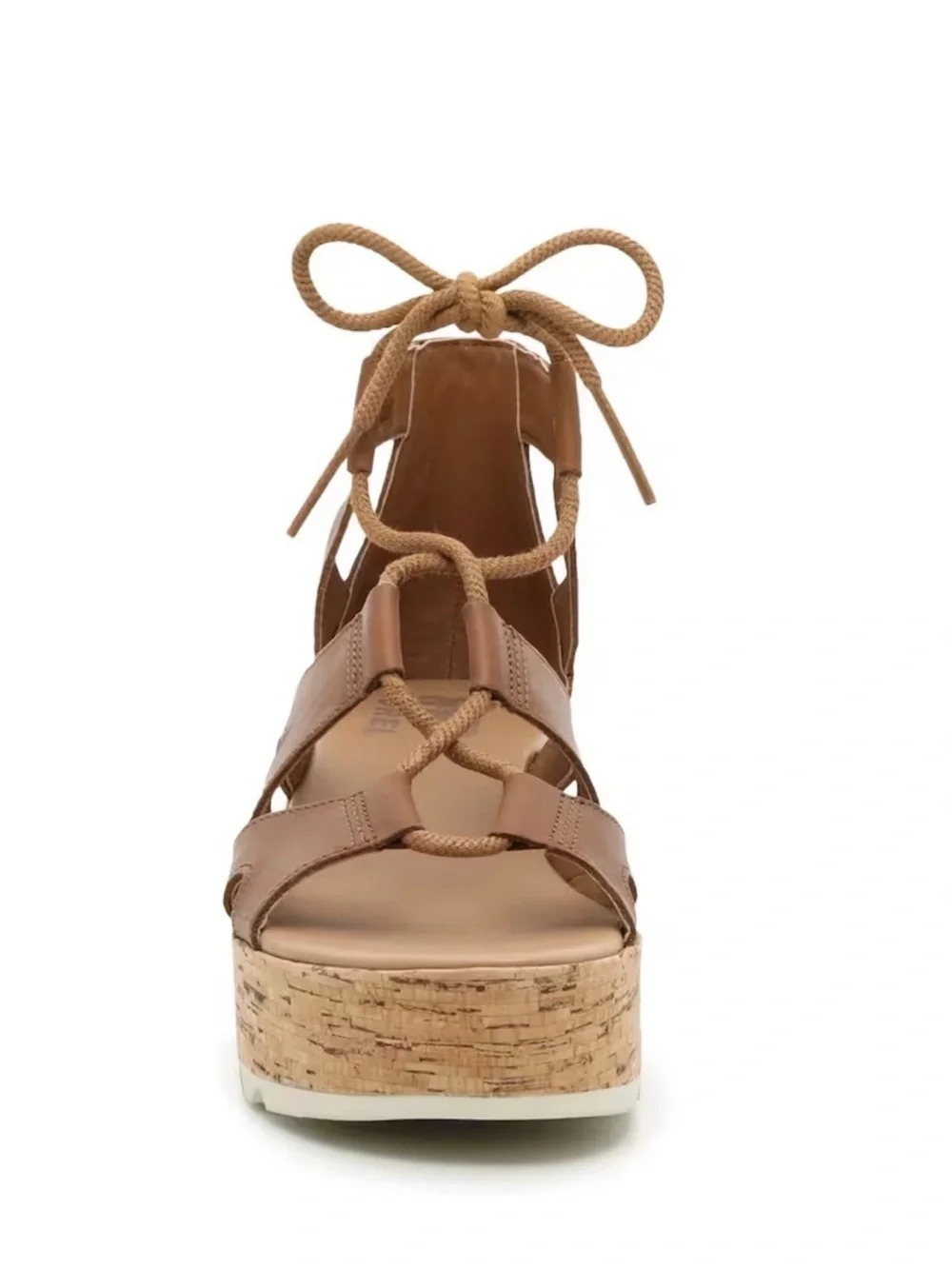 Sorel Cameron Flatform Lace Wedge Sandal Velvet Tan Brown Women's 9.5